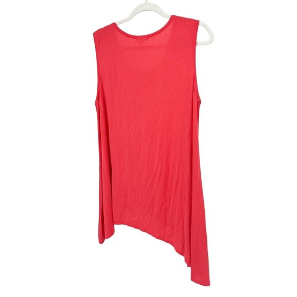 ANA Couture Top L Coral Womens Asymmetrical Sleeveless‎ Pullover Size Large - Picture 2 of 7